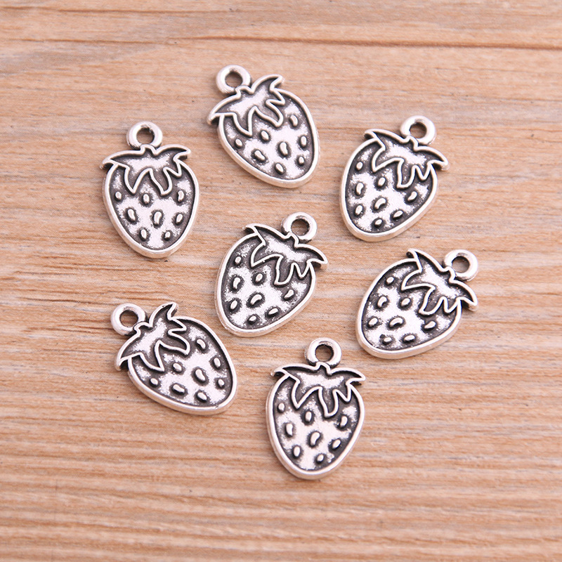 antique silver color strawberries 12X18mm