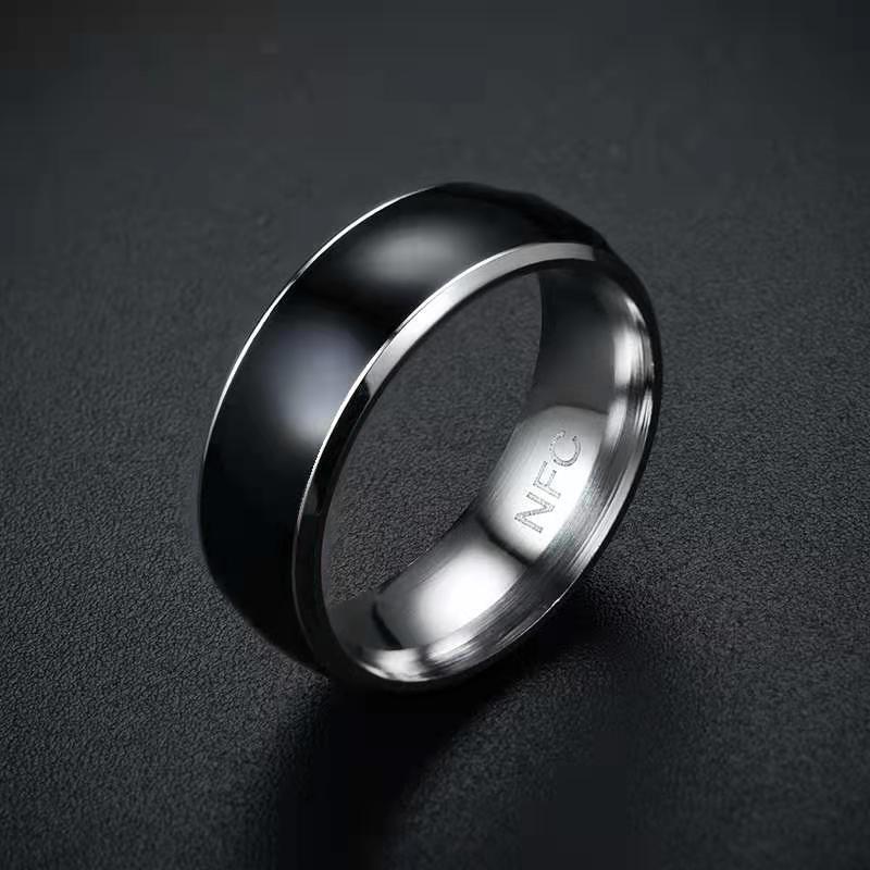 Silver ring black oil US Size #6