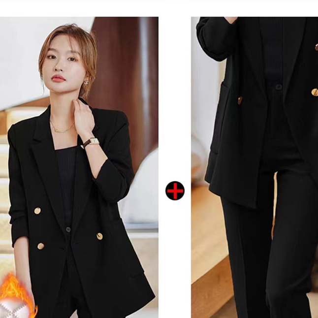 Cotton padded black coat  B76 pants