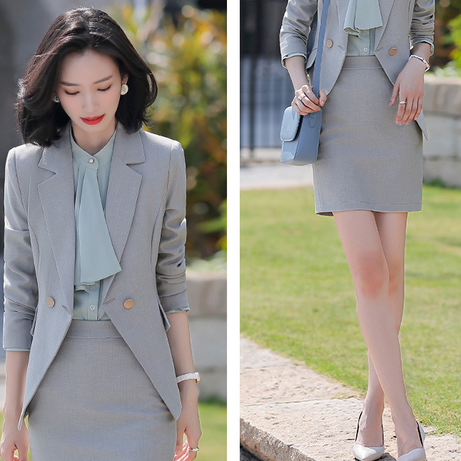 Light grey suit   skirt