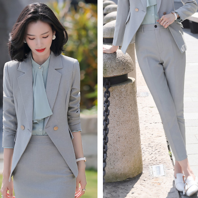 Light gray suit   women's pants