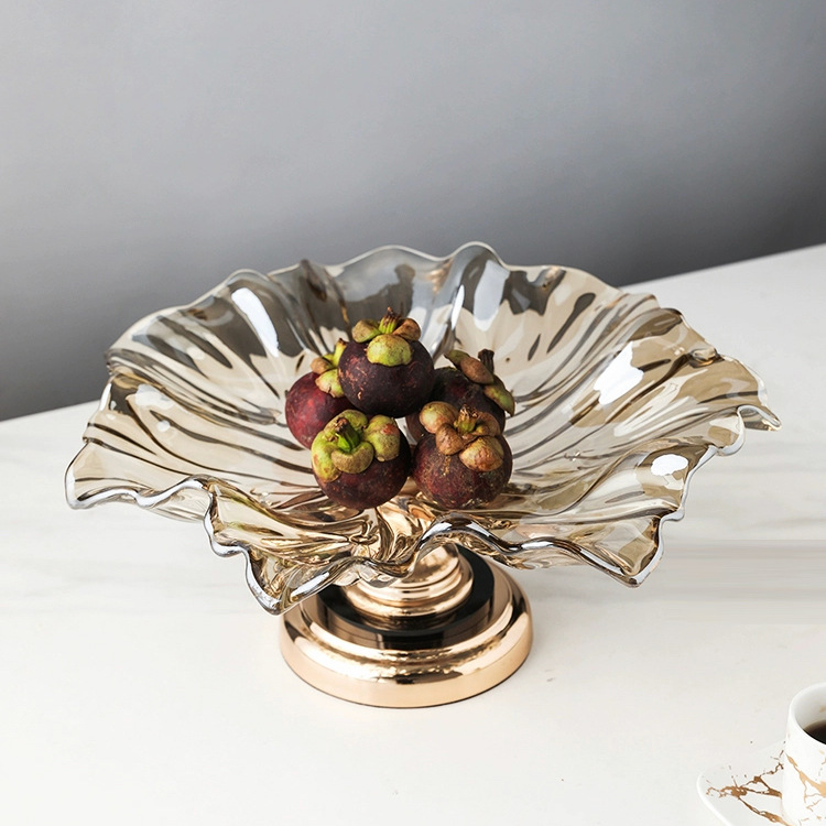 Black crystal large fruit plate 25cm