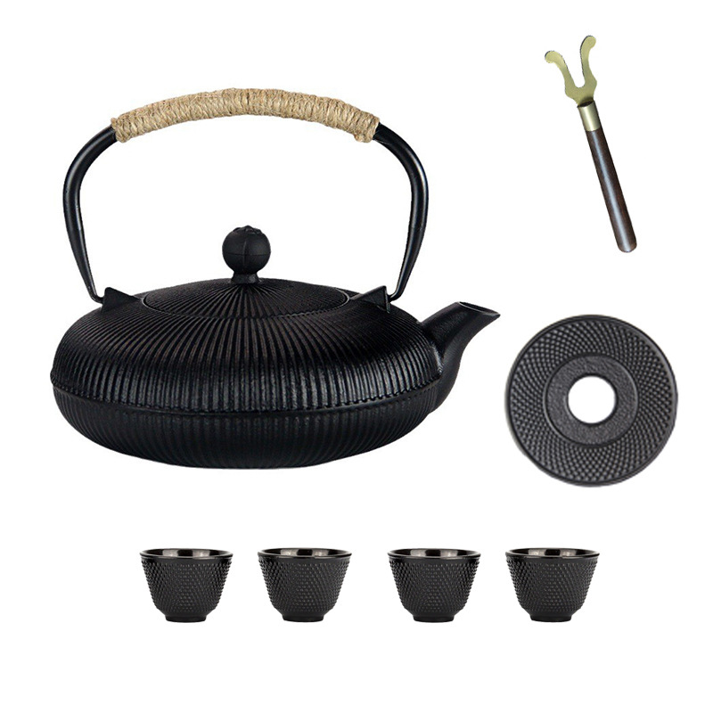 800ml plate kettle black and kettle fork kettle pad and 4 60ml granule iron cups