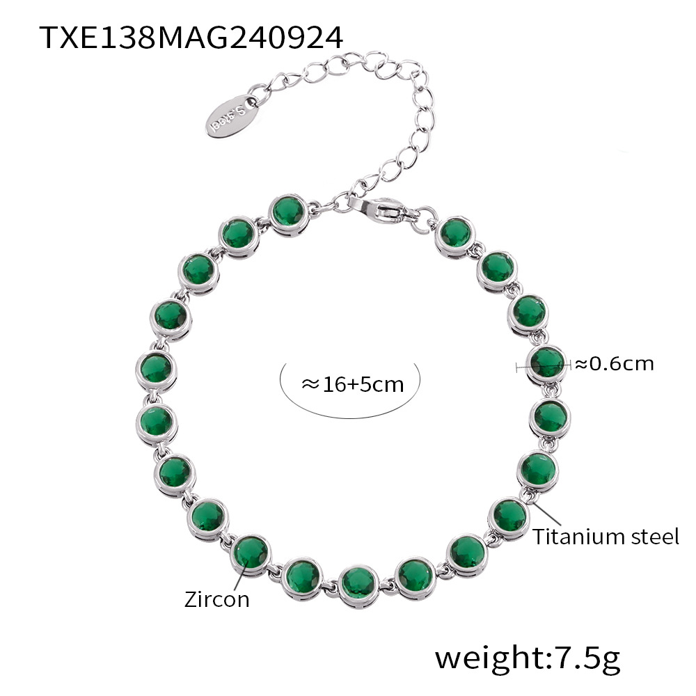 TXE138- Steel green zircon bracelet