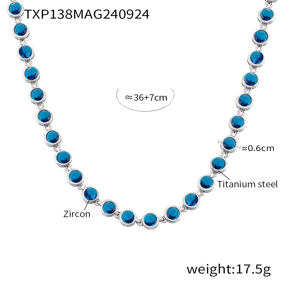 TXP138- Steel blue zircon necklace