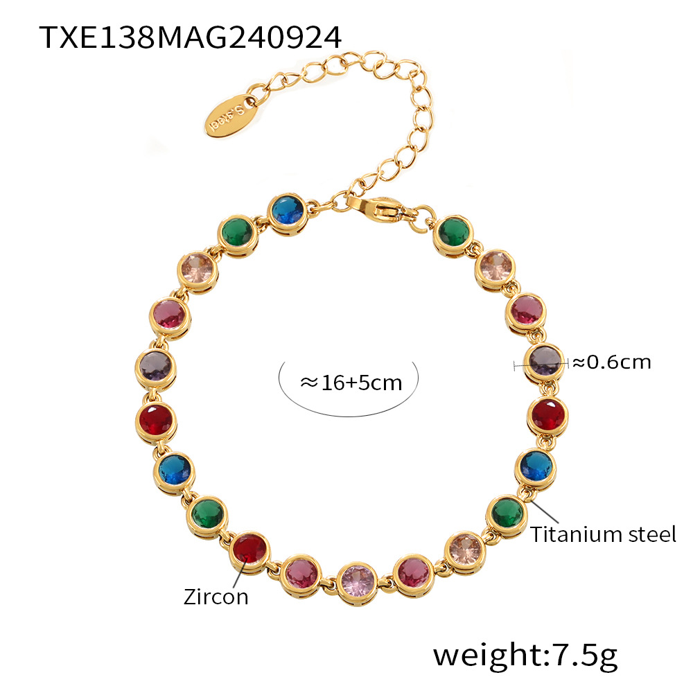 TXE138- Gold Mixed Color Zircon bracelet