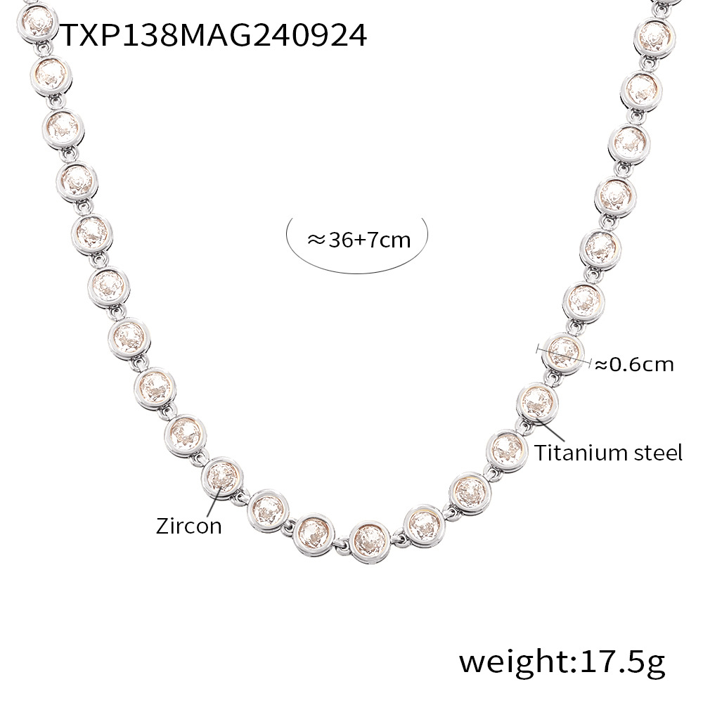 TXP138- Steel color white zircon necklace