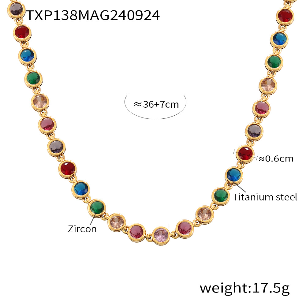 2:TXP138- Gold mixed color Zircon necklace