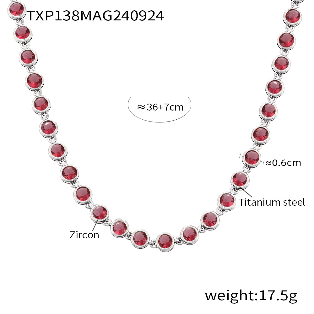 7:TXP138- Steel color red zircon necklace