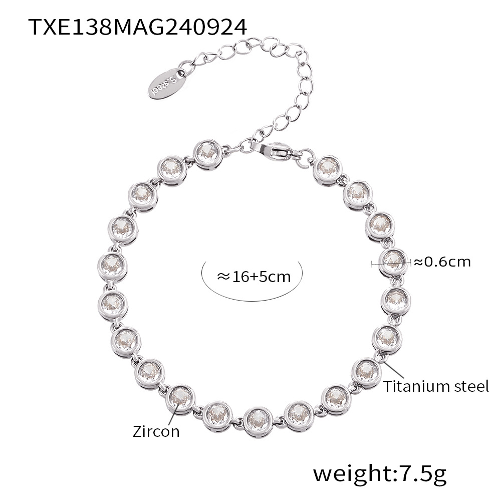 11:TXE138- Steel color white zircon bracelet