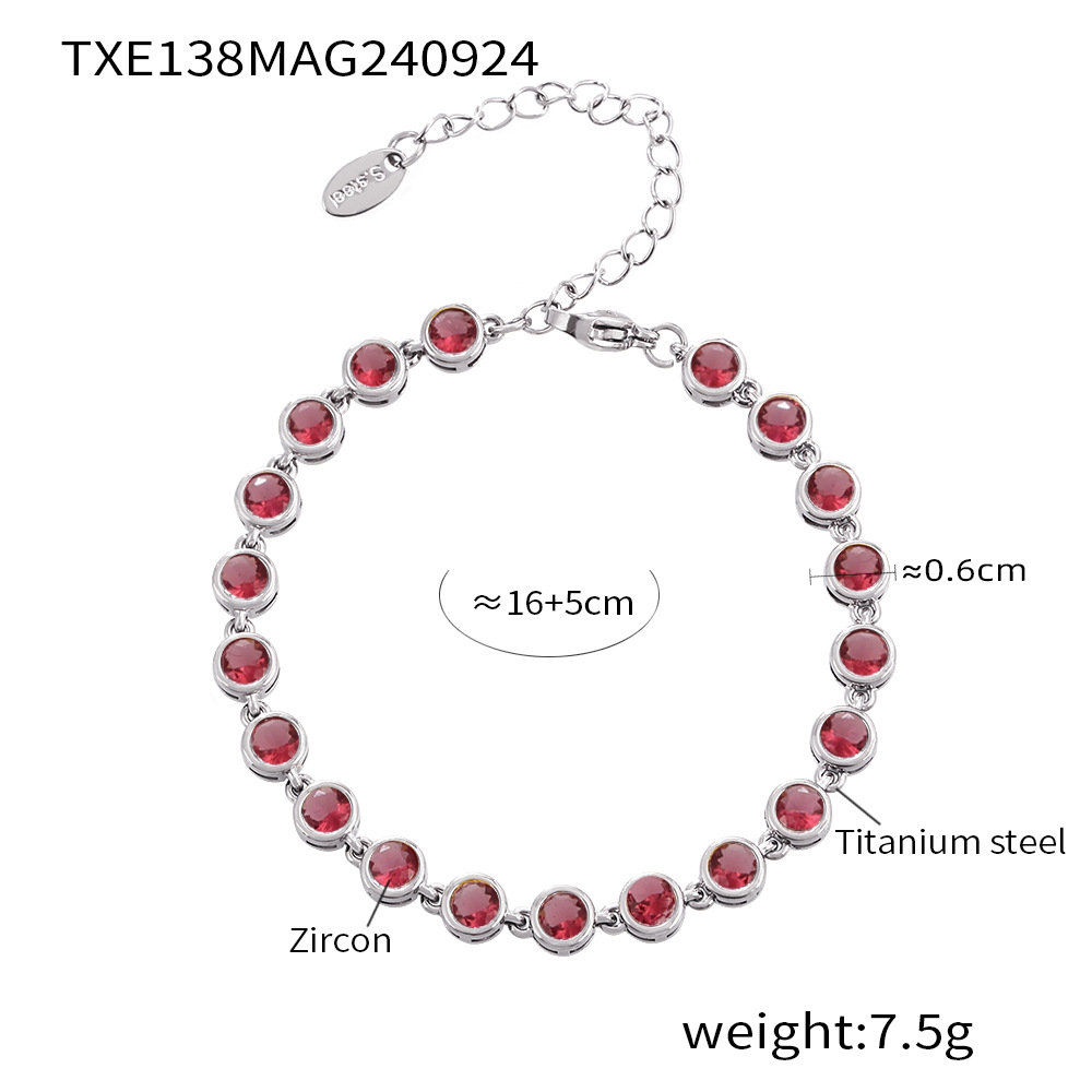 13:TXE138- Steel red zircon bracelet