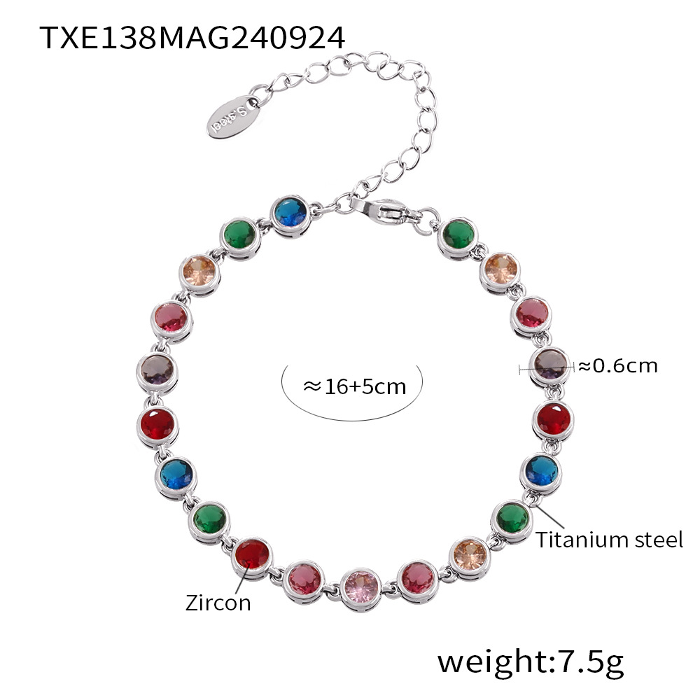 16:TXE138- Steel Color mixed color Zircon bracelet