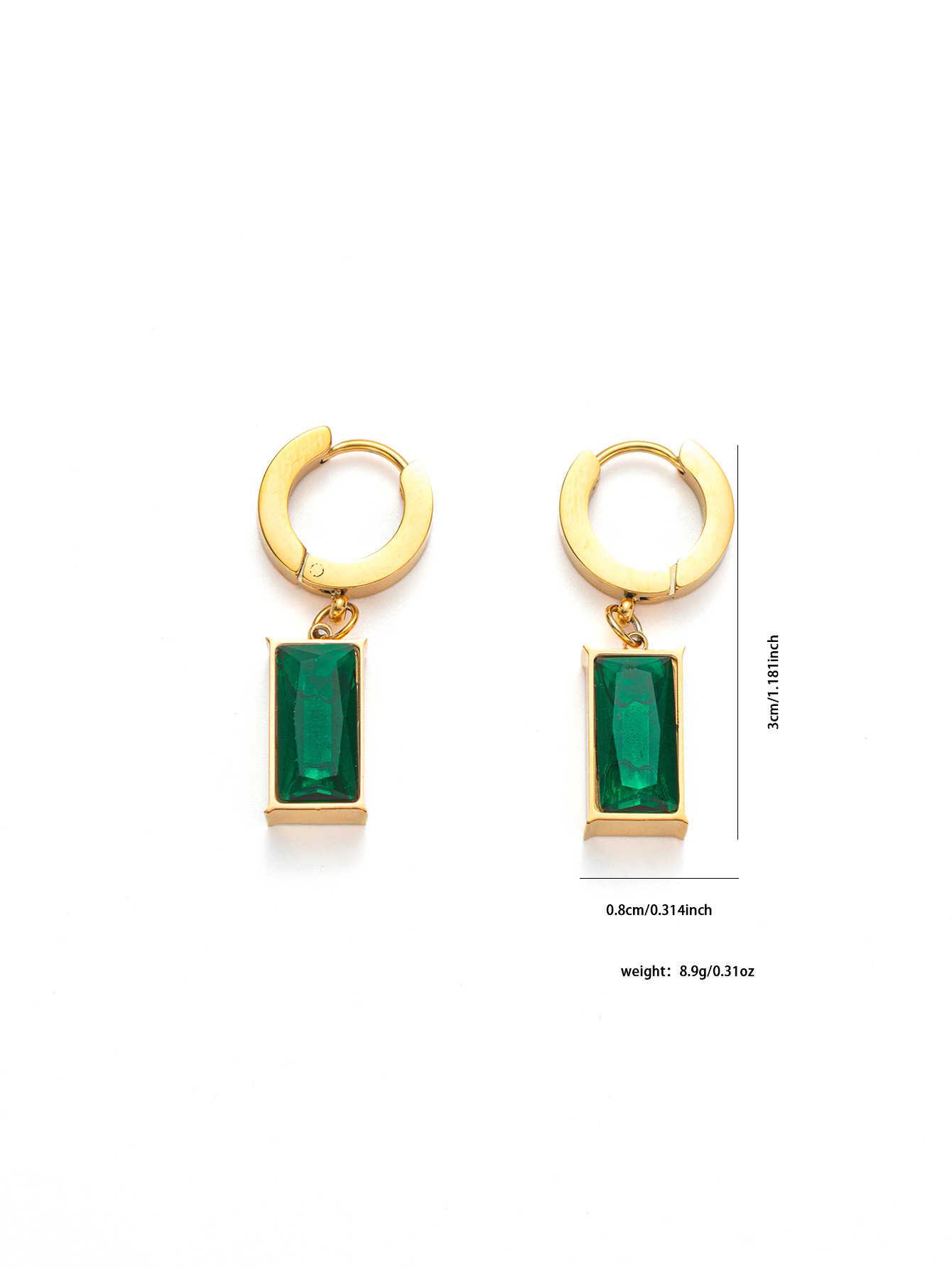 Emerald square earrings