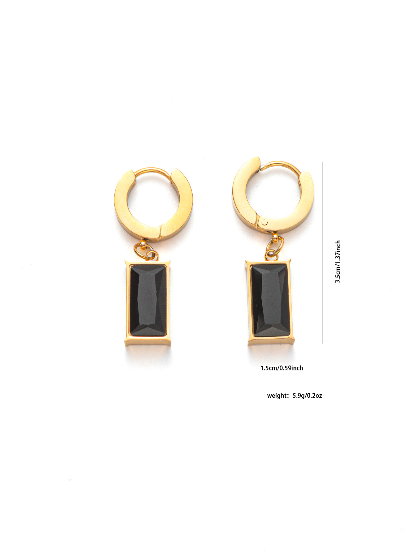 Black diamond square earrings