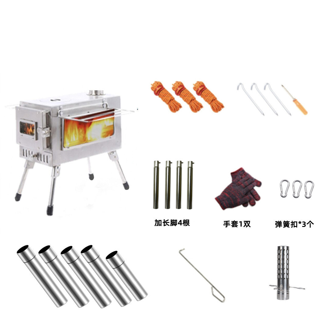 Small stainless steel tent stove heightening set