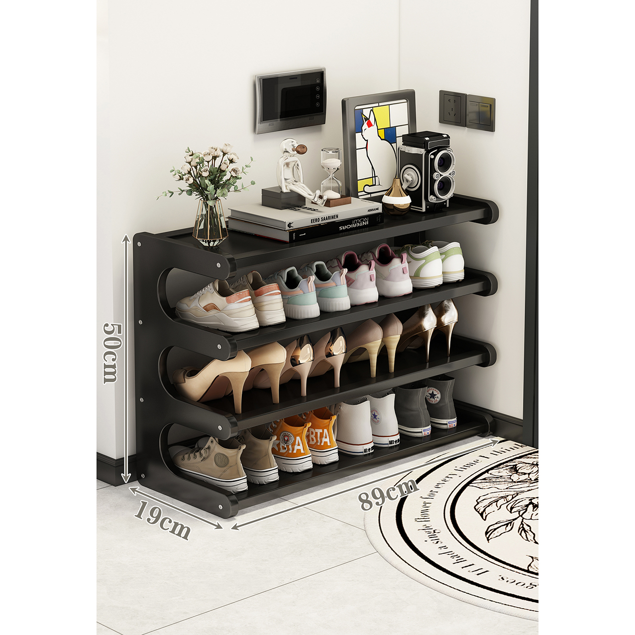 Ink black | four layers 89cm long [ about 16-18 pairs of shoes ]