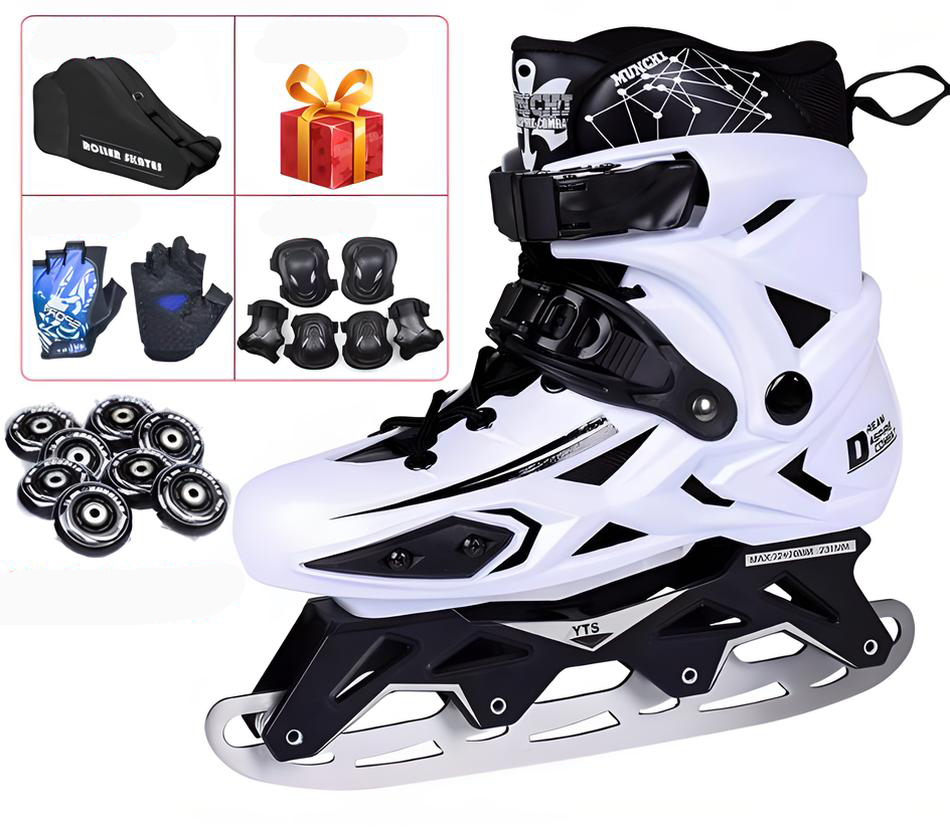 10-White Ice Blades   Backpack   Protective Gear   Gloves   Goodie Pack   8 Wheels