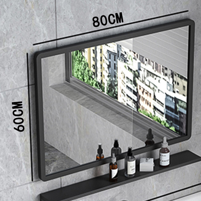 Aluminum frame Classic black 80x60cm (HD mirror   shelf)