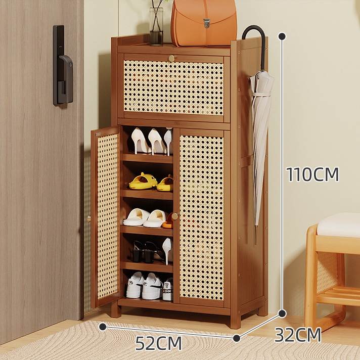 Brown turning door plastic rattan model - double door 8 layers