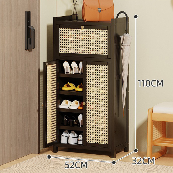 Black door plastic rattan - double door 8 layers