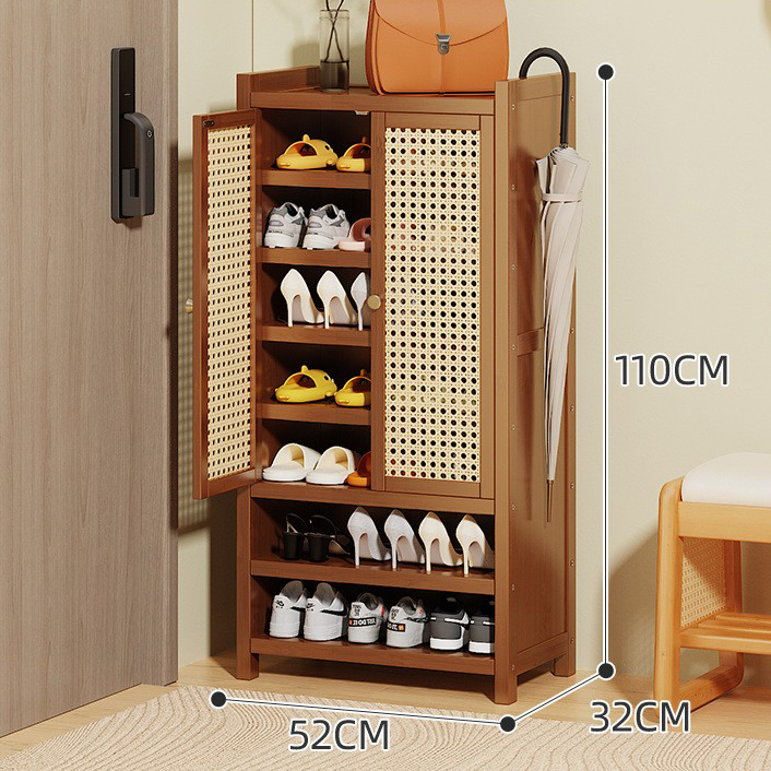 Brown, simple plastic rattan style - double door 8 layers