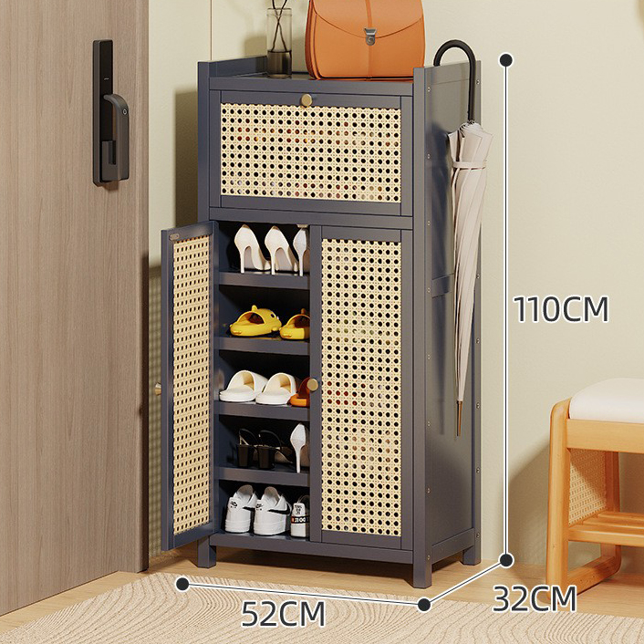 Gray door plastic rattan - double door 8 layers