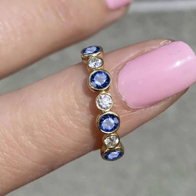 Gold color   blue stone US Size #6