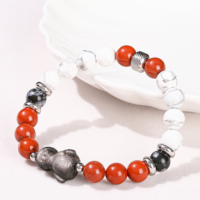 4:D White Turquoise, Red Stone and Silver Obsidian