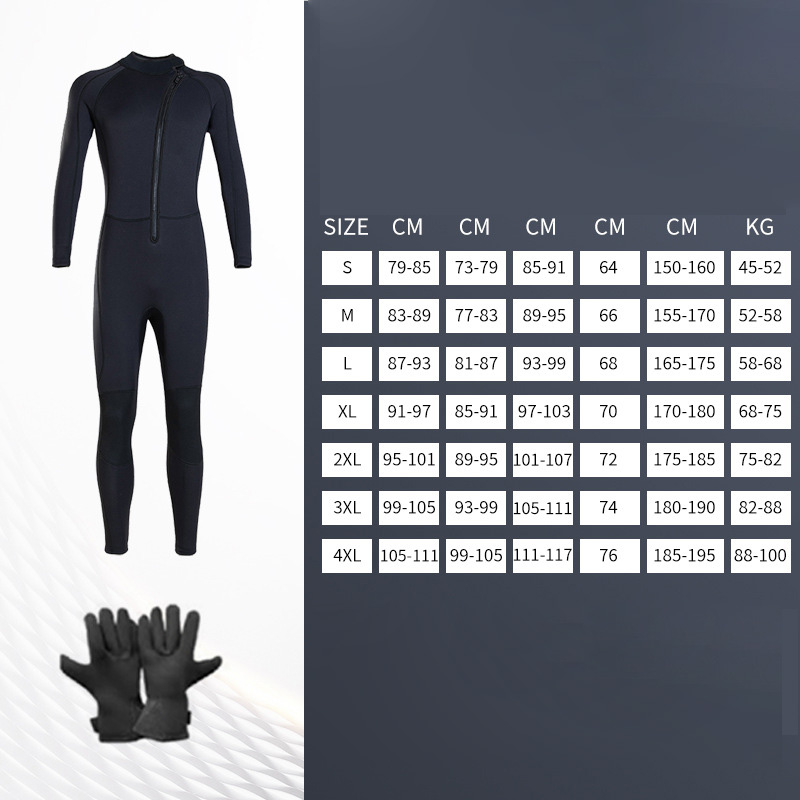 3mm front open wetsuit and gloves