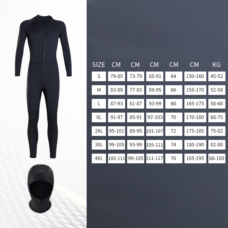 3mm front open wetsuit and head cover