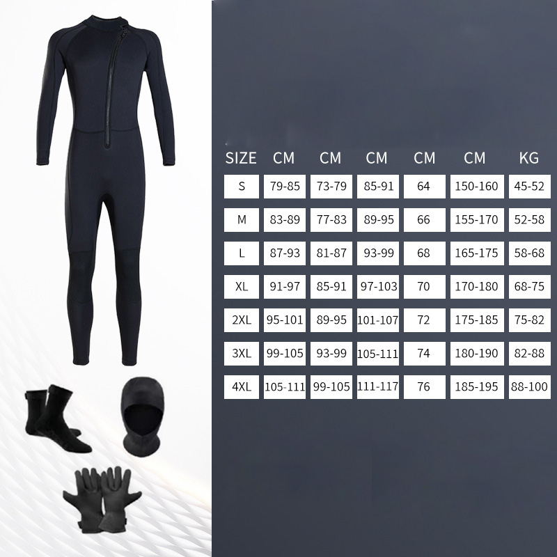 3mm front open wetsuit and gloves and headgear and socks