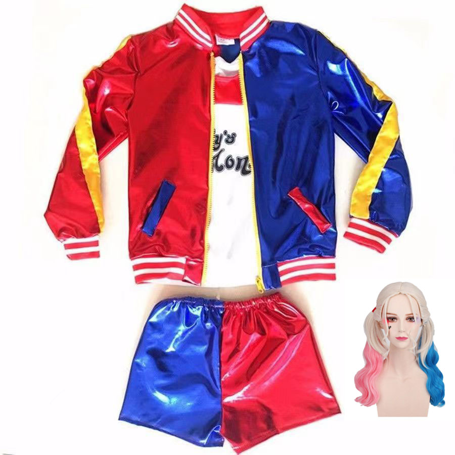 Children's 4-piece set (coat,T-shirt,shorts and wig)