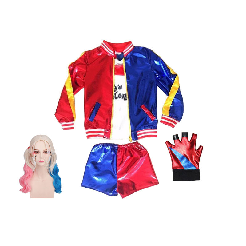 Children's 5-piece set (coat,T-shirt,shorts,gloves and wig)