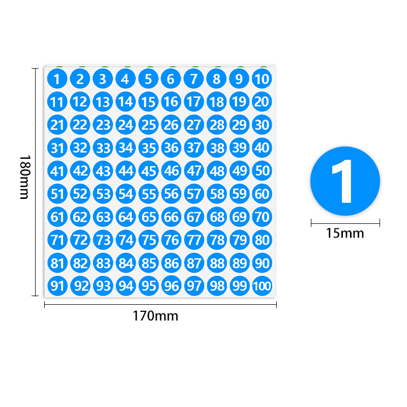 15MM (1~100) white figure on blue background