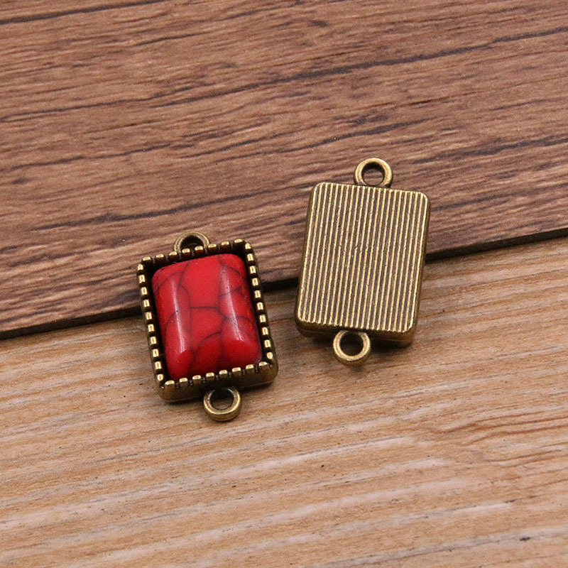 rectangle antique bronze color- red