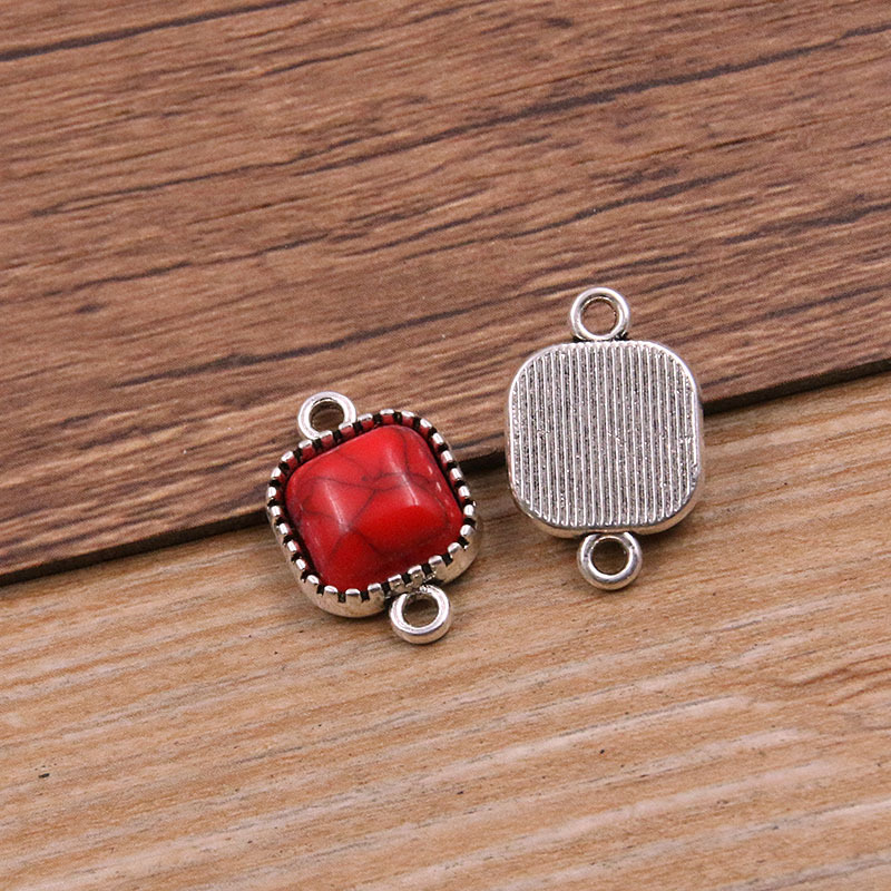 square antique silver color- red