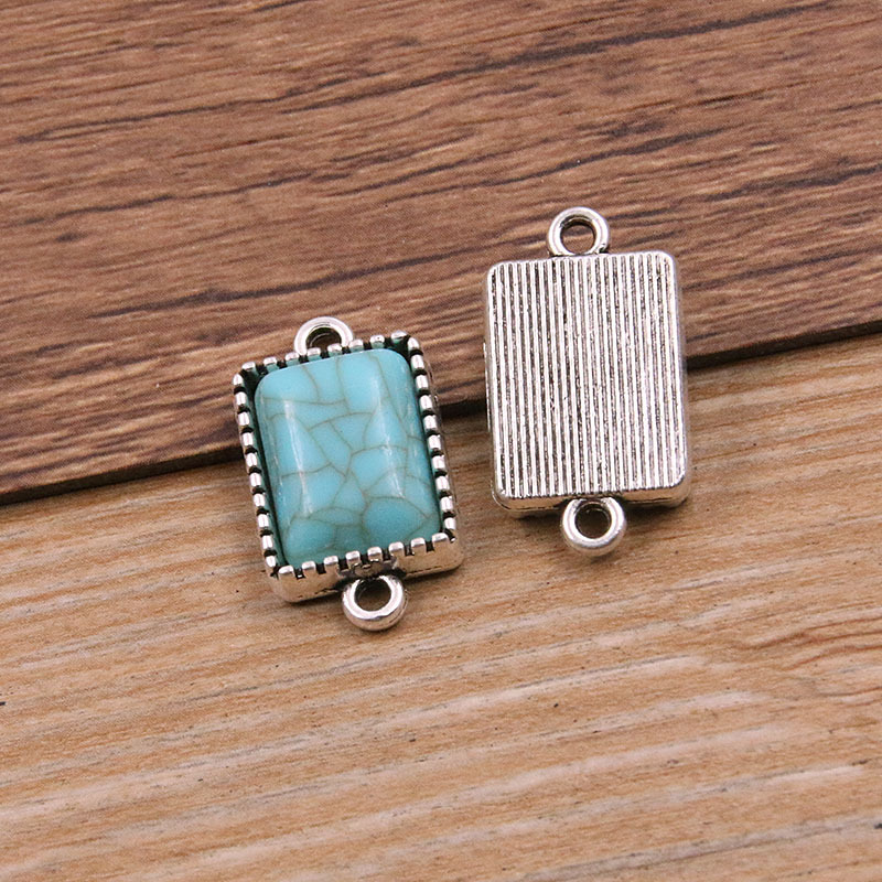 3:rectangle antique silver color- blue