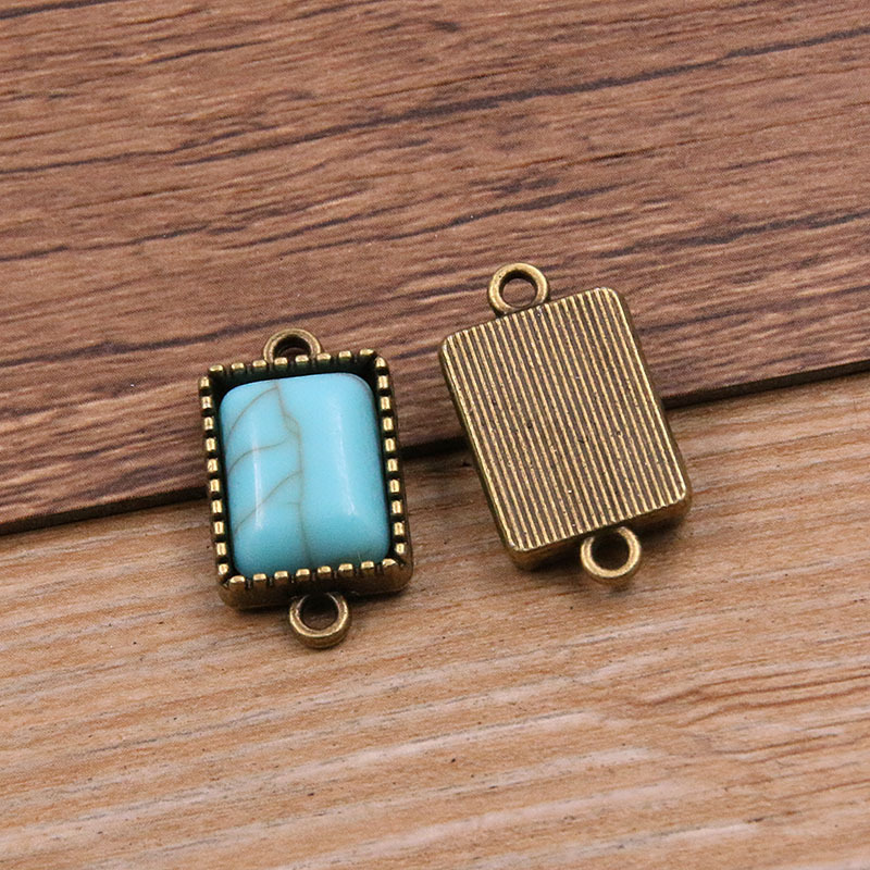 4:rectangle antique bronze color- blue