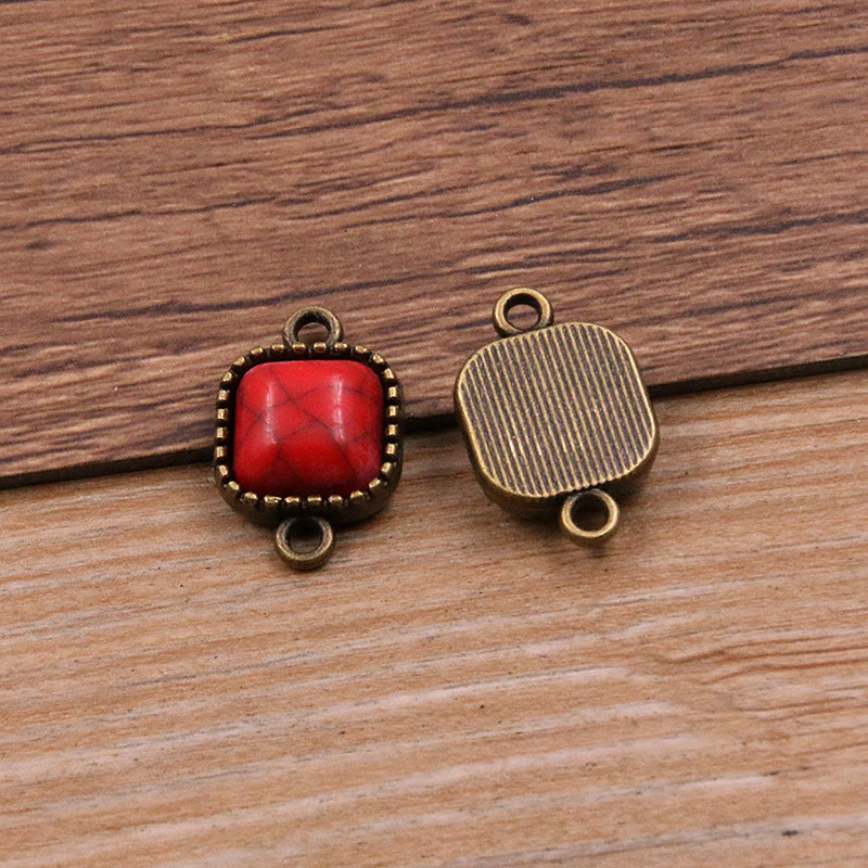 6:square antique bronze color- red