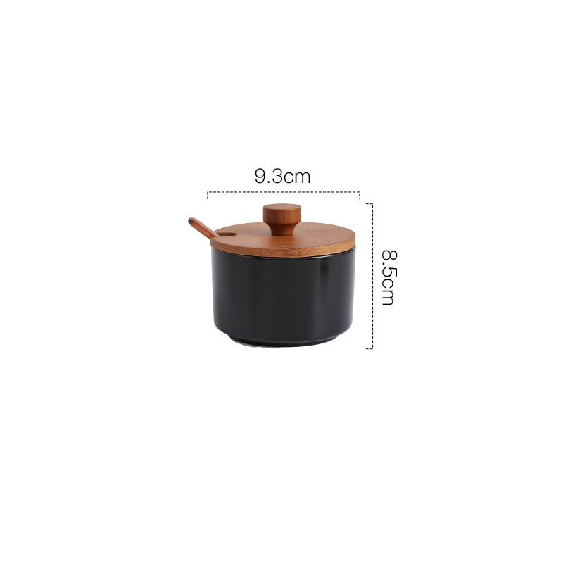 Seasoning jar   Wooden spoon - Single container (bright black)