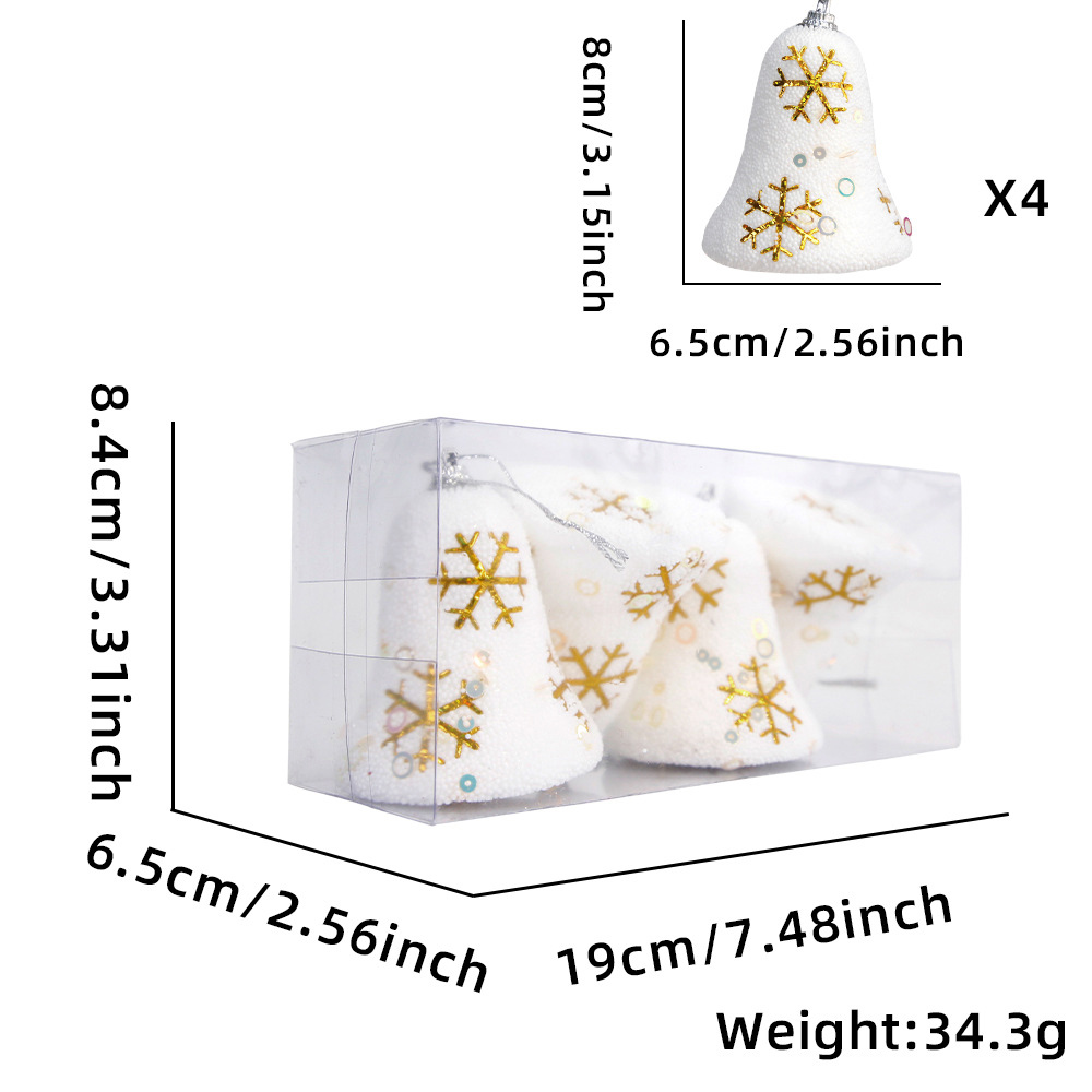 Golden snowflake Bell pendant (4 pcs/box)