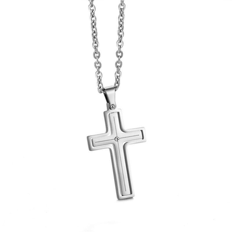 Steel cross +3.0*60cm square pearl chain