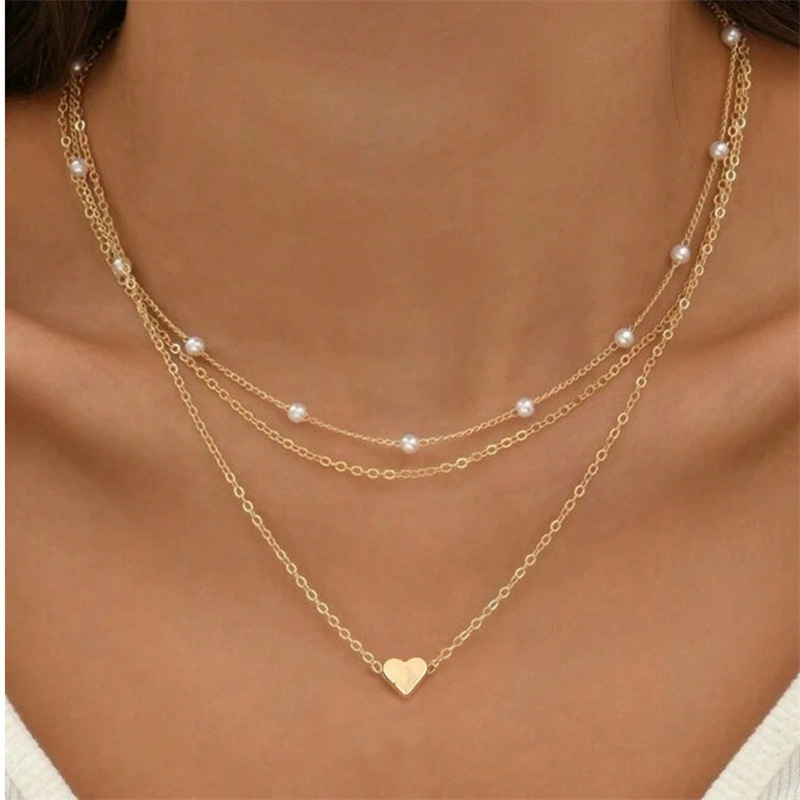 Three layer pearl choker NC24Y0596-3-41-50CM