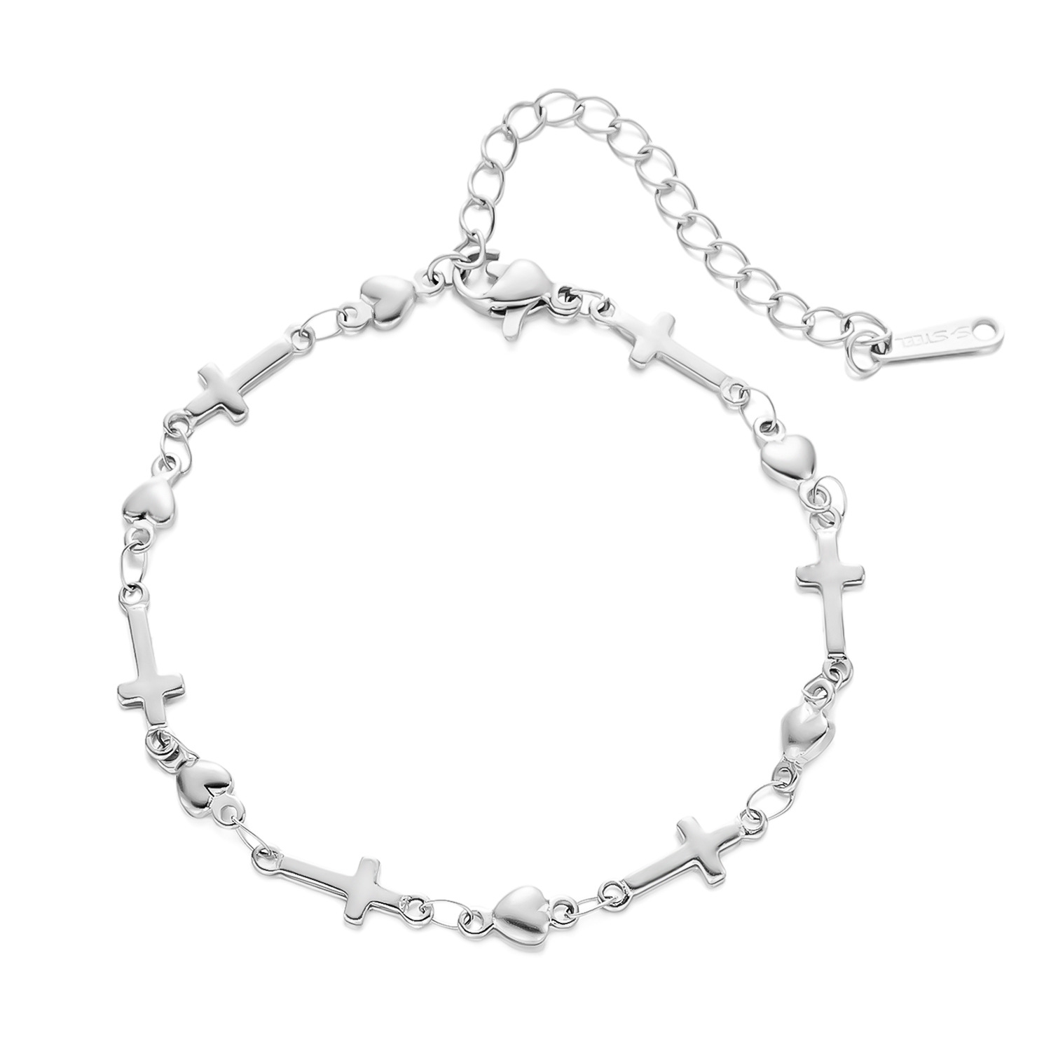 Steel love cross bracelet