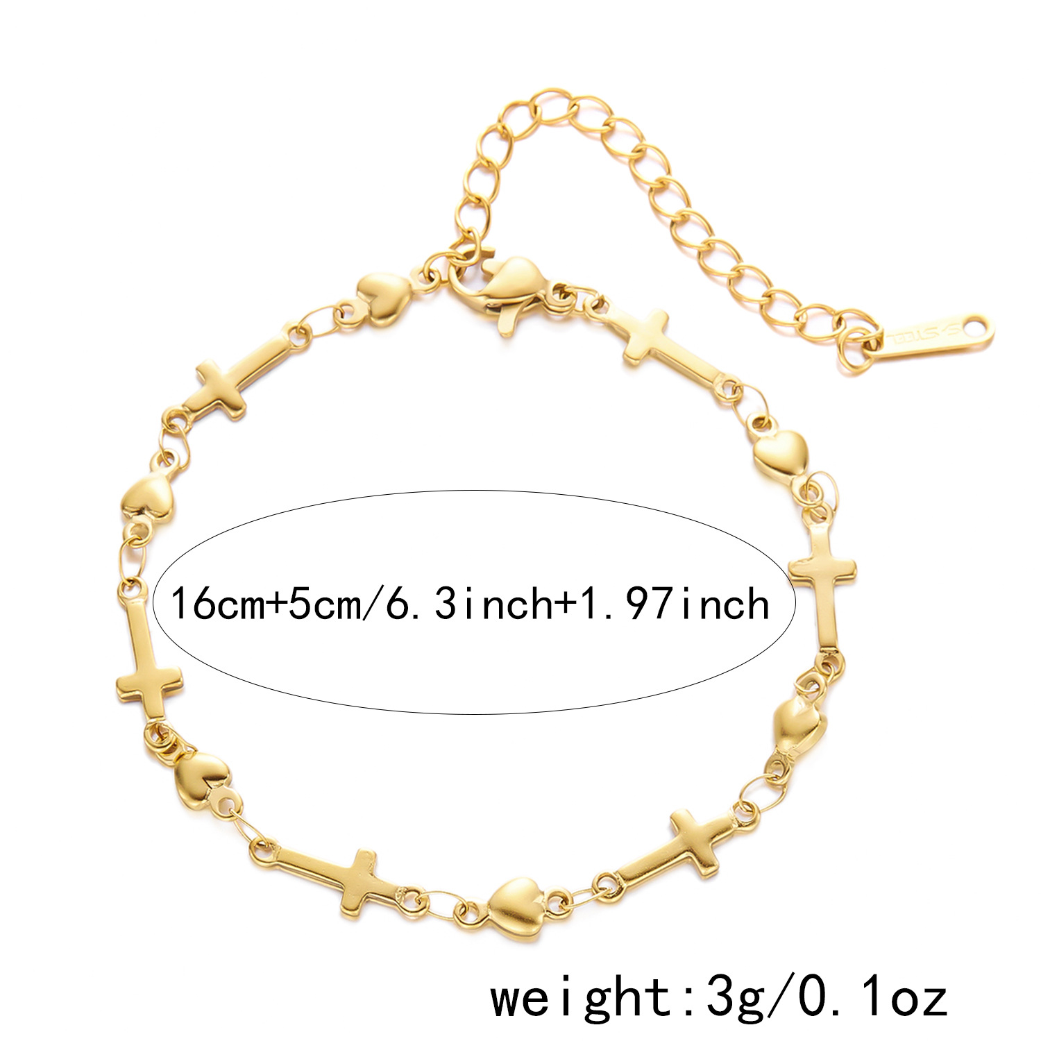 Gold love cross bracelet