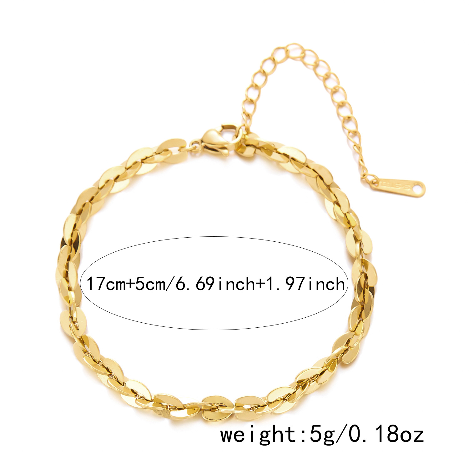 1:Gold flash European chain bracelet