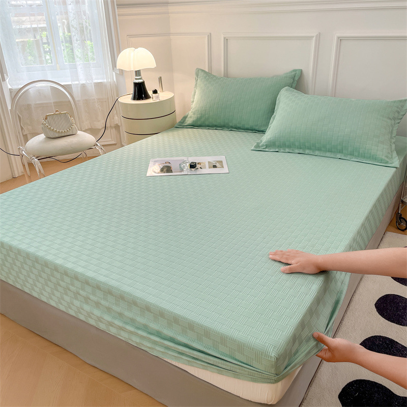 Waffle solid color-green cherry green [skin-friendly when sleeping naked]