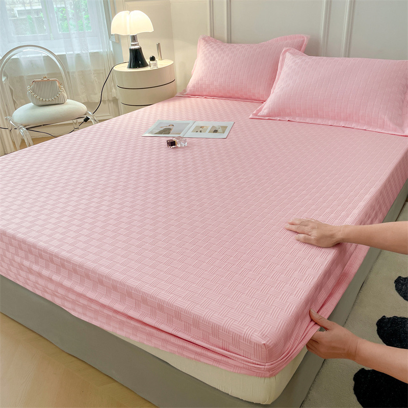 Waffle solid color-Sakura pink [skin-friendly when sleeping naked]