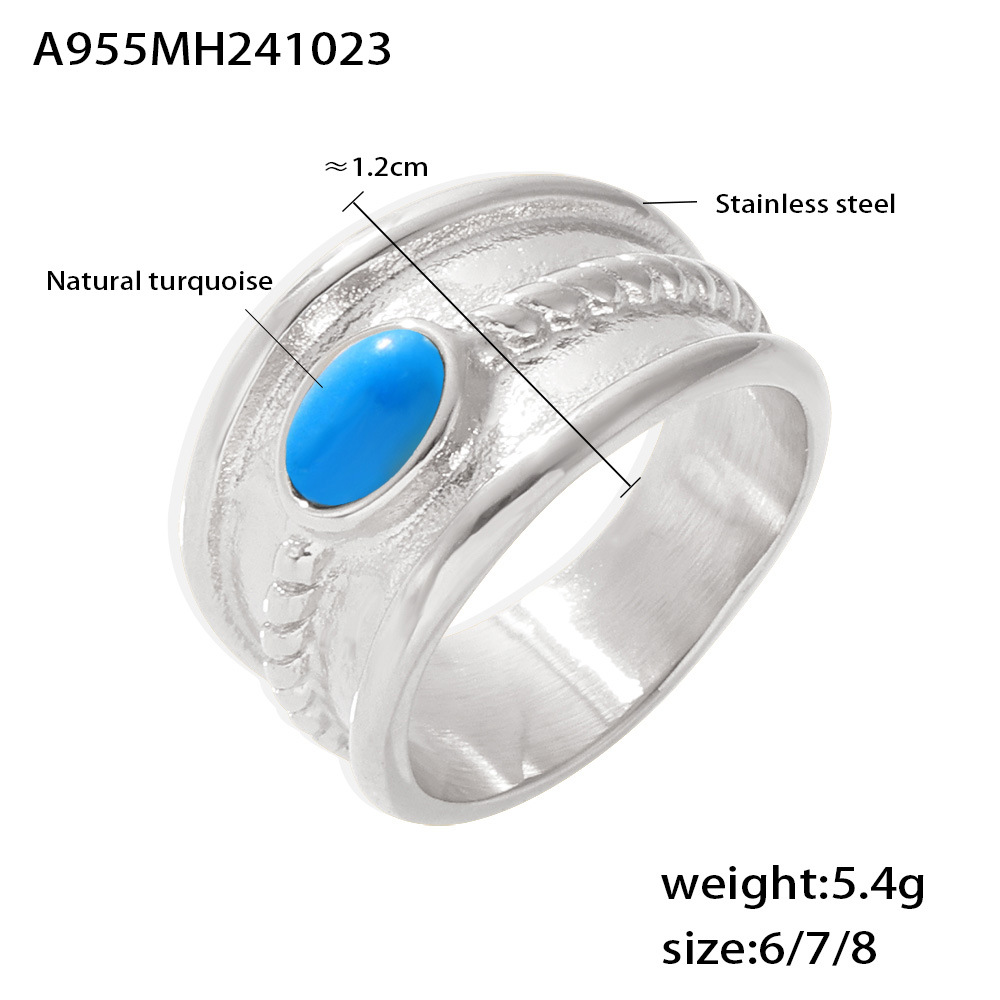 A955-Steel Blue Turquoise Ring 6#