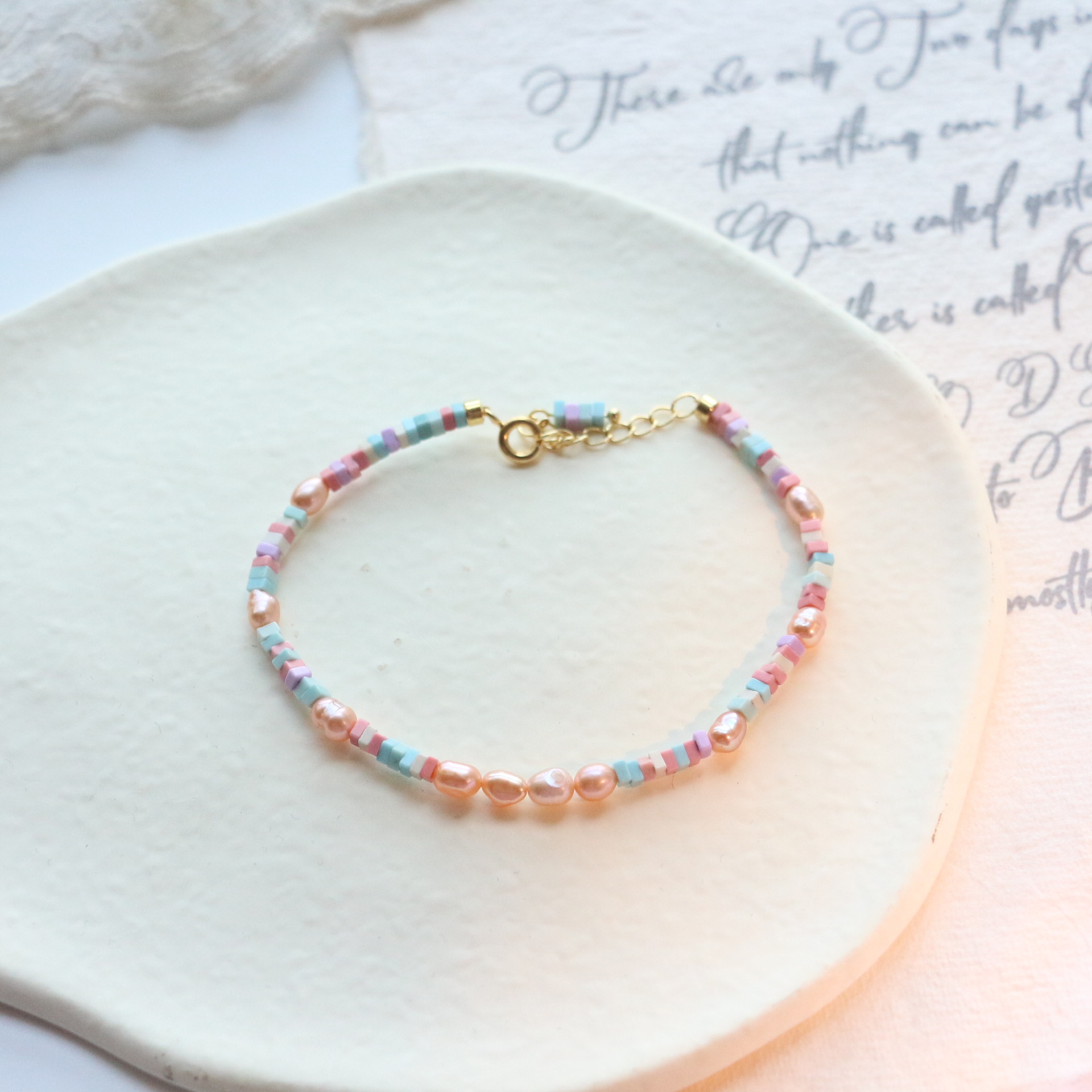 4:Pink Pearl bracelet 16 and 4cm